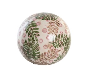 BOLA DECORACION GRES 12X12X12 HOJAS BLANCO