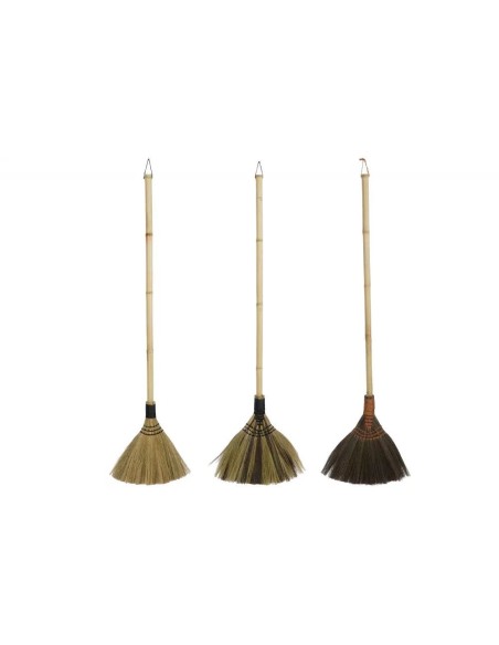 ESCOBA BAMBU FIBRA 130X5X40 DECORACION 3 SURT.