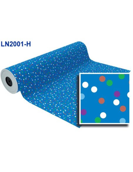 BOB. PAPEL REGALO AZUL LUNARES COLORES  (62 CM)