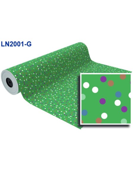 BOB. PAPEL REGALO VERDE LUNARES COLORES  (62 CM)