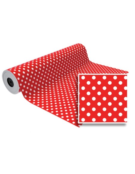 BOB.PAPEL REGALO ROJO LUNARES BLANCOS (62 CM)