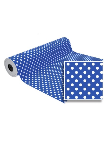 BOB.PAPEL REGALO AZUL LUNARES BLANCOS(62 CM)