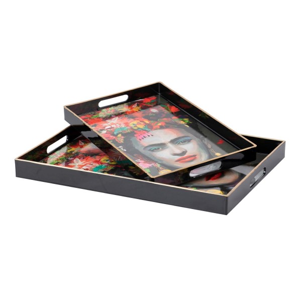 SET 2 BANDEJAS FRIDA KAHLO 47,5,X35X4/40X26X3,5 CM