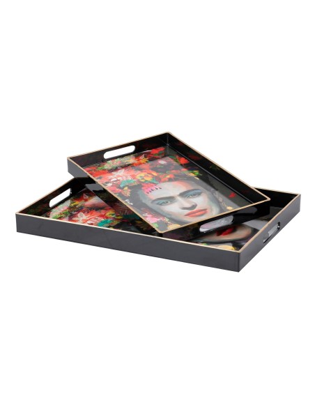 SET 2 BANDEJAS FRIDA KAHLO 47,5,X35X4/40X26X3,5 CM