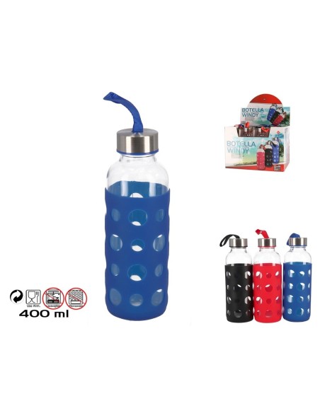 BOTELLA CRISTAL SILICONA 400ML WINDY