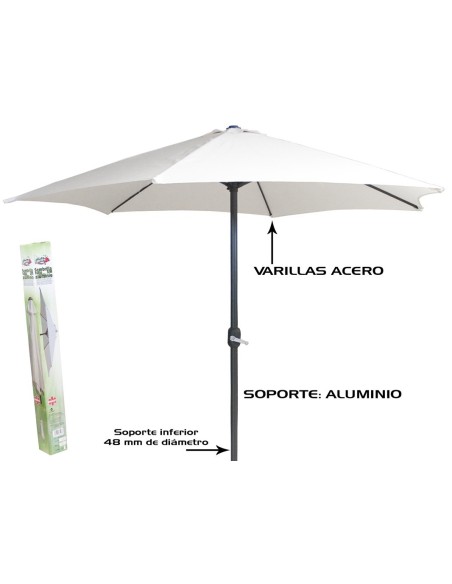 SOMBRILLA BLANCA 3M TUBO ALUMINIO 48MM