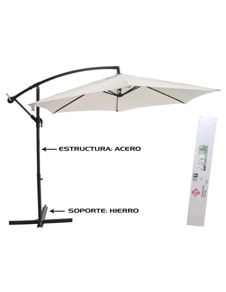 SOMBRILLA BLANCA 3M TUBO ACERO 48/42MM