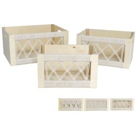 SET 3 CAJAS MADERA NATURAL 32X24X16CM 3S