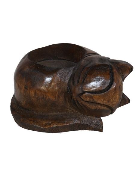 PORTAVELA GATO MADERA 8CM