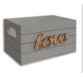 CAJA MADERA 35*25*18CM GRIS