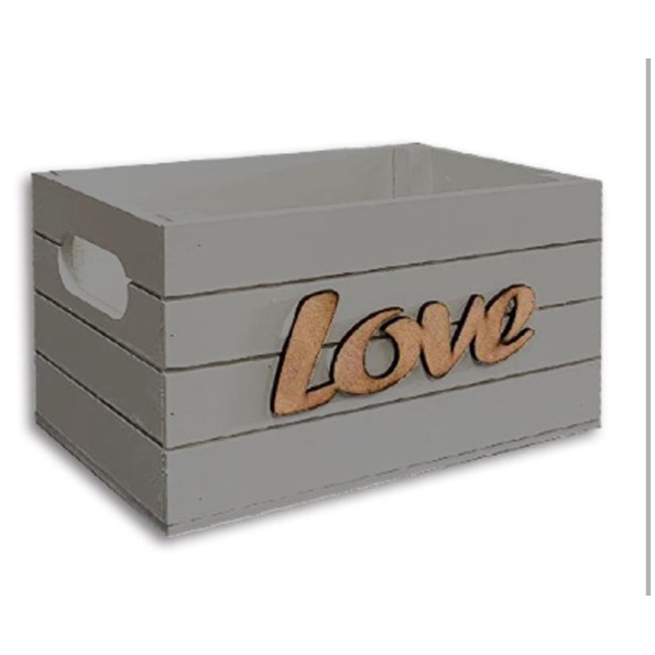 CAJA MADERA 35*25*18CM GRIS