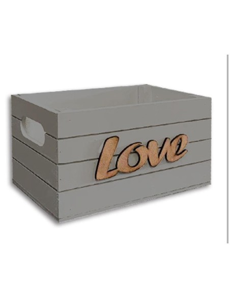 CAJA MADERA 35*25*18CM GRIS