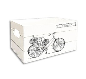 CAJA MADERA 35*25*18CM BLANCO BICI