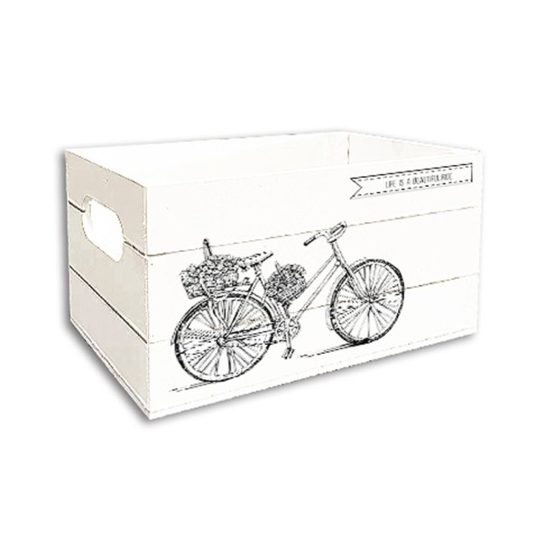 CAJA MADERA 35*25*18CM BLANCO BICI