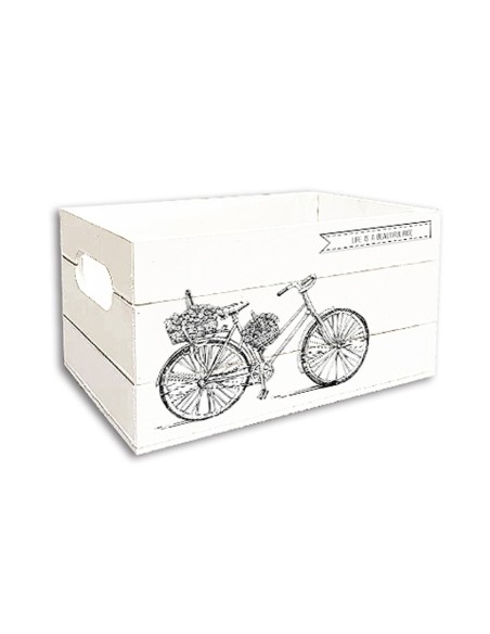 CAJA MADERA 35*25*18CM BLANCO BICI