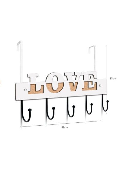 PERCHERO PUERTA LOVE 5 GANCHOS PERCHERO PUERTA LOVE 5 GANCHOS