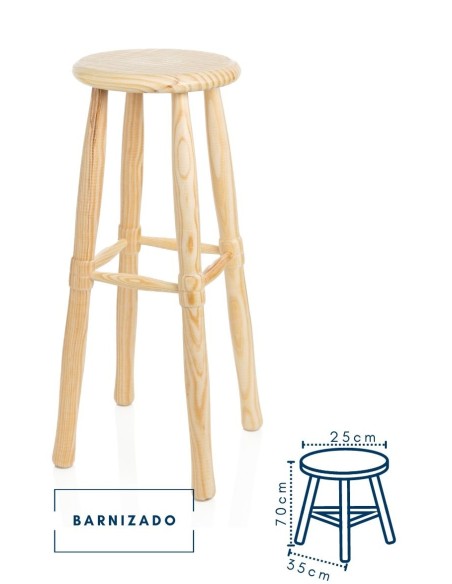 TABURETE ALTO Nº67 TORNEADO 25X35X70