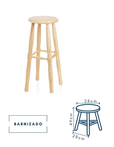 TABURETE DE COCINA TORNEADO 28X28X49
