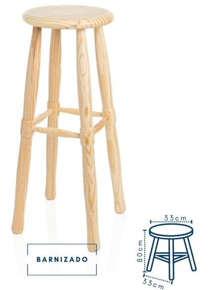 TABURETE ALTO TORNEADO 33X33X80