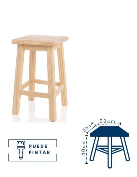 TABURETE INFANTIL CUADRADO 30X30X40