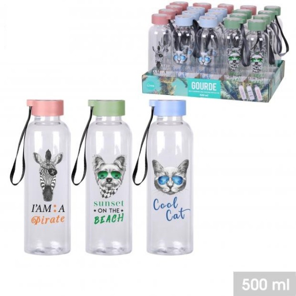 BOTELLA TAPA METAL 500ML 3 SURTIDOS