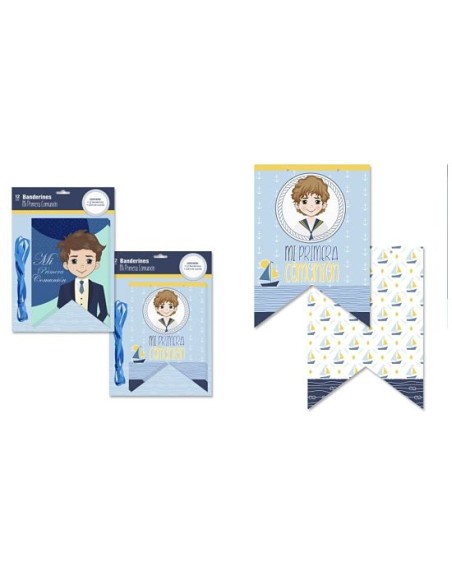 MI PRIMERA COMUNION BOLSA CON 12 BANDERINES NIÑO