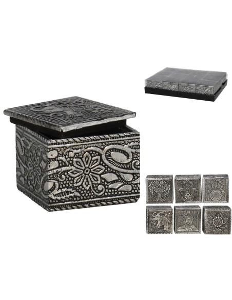 CAJA MDF DECORADA SILVER 6STD 5X5X4,2CM CAJA MDF DECORADA SILVER 6STD 5X5X4,2CM