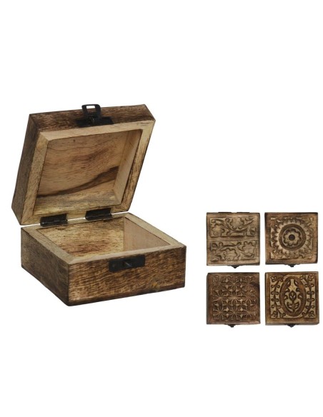 CAJA MADERA DECORADA 4STD 10X10X5,8CM
