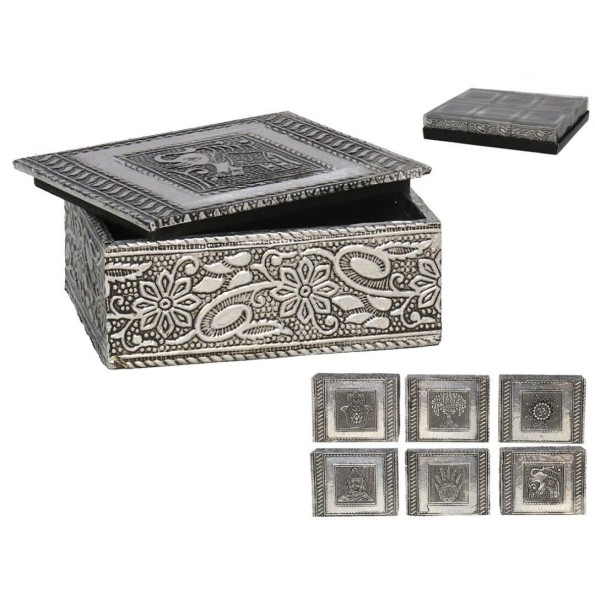 CAJA MDF DECORADA SILVER 6STD 7,5X10X4,2CM