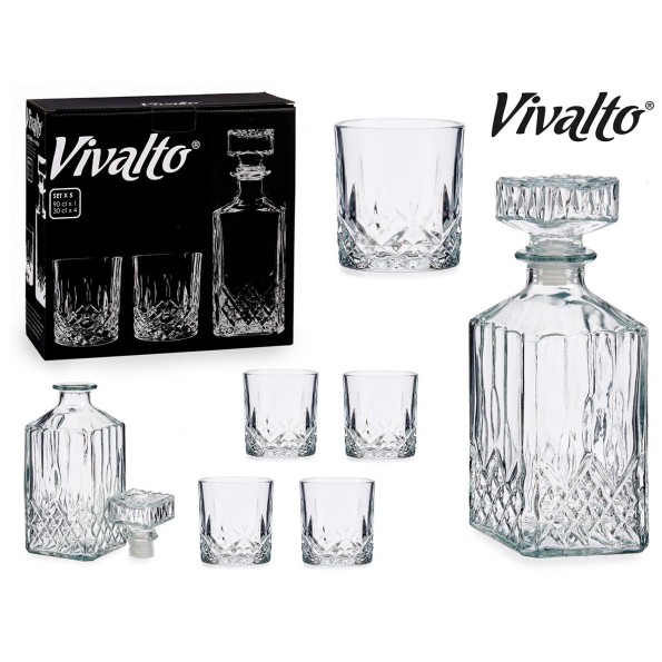 SET LICORERA Y 4 VASOS VIDRIO 300ML