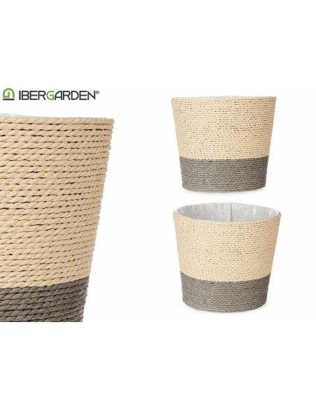 MACETERO CUERDA 18X16CM GRIS NATURAL