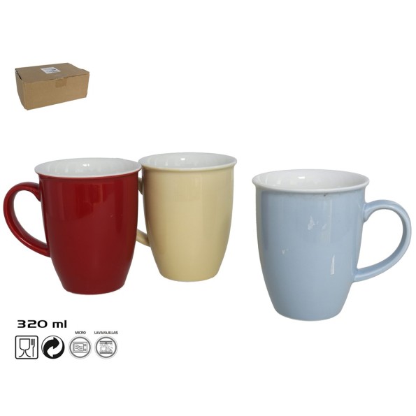 TAZA MUG 320ML PORCELANA SEATTLE 4 SURT.