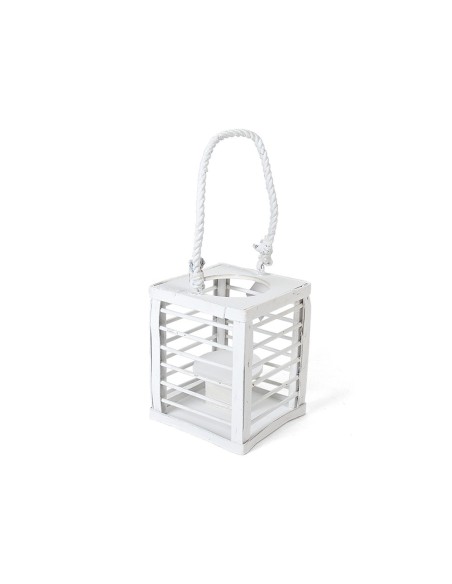 PORTAVELAS CUADRADO ASA CUERDA 15X14X18 BLANCO