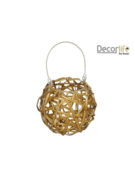 PORTAVELAS REDONDO ASA METAL 12X12X15CM MIEL