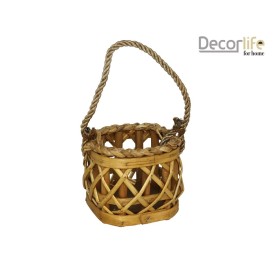 PORTAVELAS CUADRADO ASA CUERDA 13X13X9CM MIEL