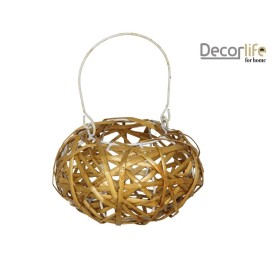 PORTAVELAS REDONDO ASA METAL 10X10X11CM MIEL