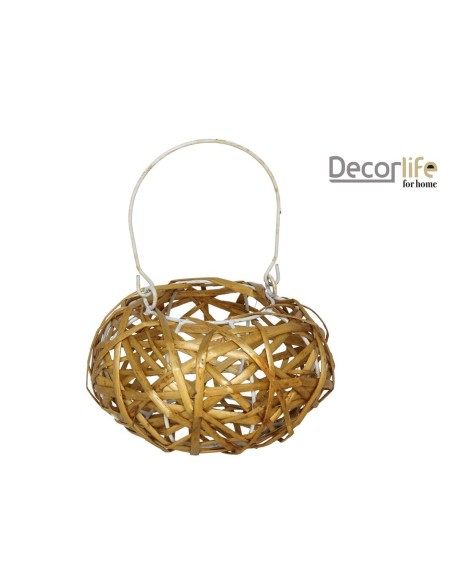 PORTAVELAS REDONDO ASA METAL 10X10X11CM MIEL