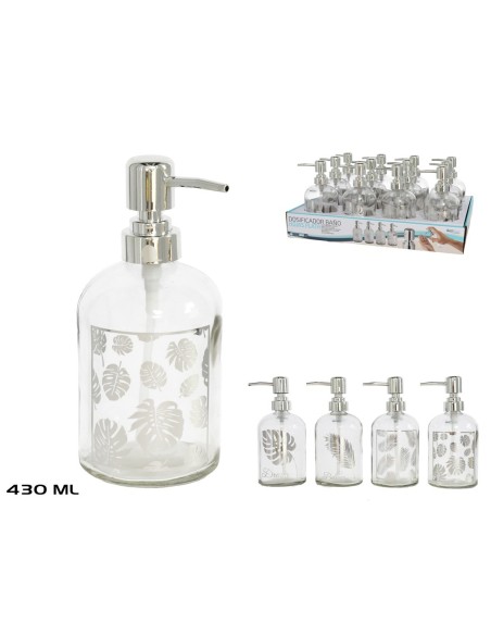 DOSIFICADOR BAÑO HOJAS PLATA 430ML 4SURT
