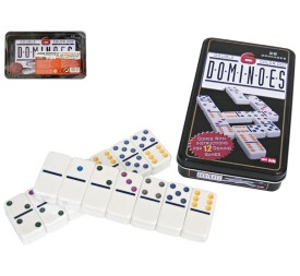JUEGO DOMINÓ BLANCO PUNTOS COLOR 19X11.5