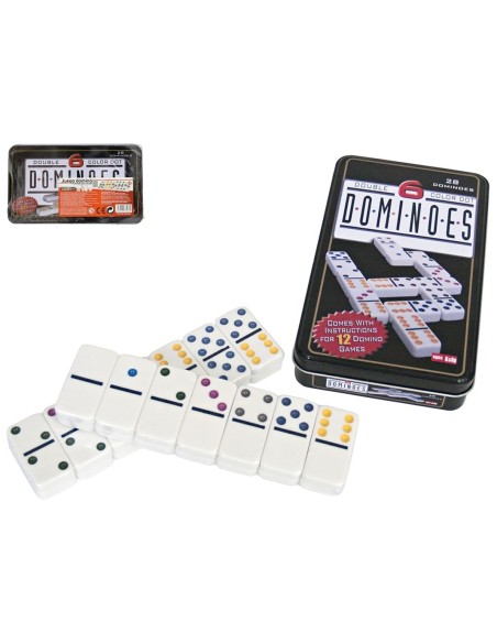 JUEGO DOMINÓ BLANCO PUNTOS COLOR 19X11.5