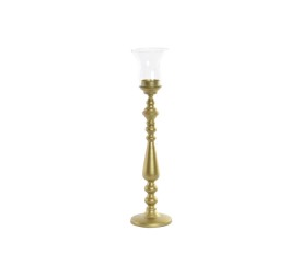 CANDELABRO METAL CRISTAL 10X10X41 MATE DORADO