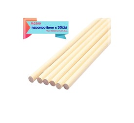 PALOS REDONDOS DE MADERA NATURAL 8MM x 30CM