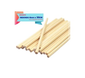 PALOS REDONDOS DE MADERA NATURAL 4MM x 30CM