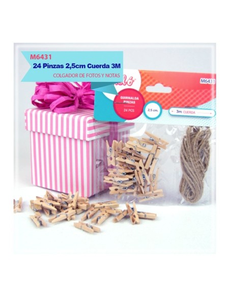 GUIRNALDA PINZAS 2.5CM 24PCS + 3M DE CUERDA