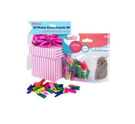 GUIRNALDA PINZAS DE COLORES 2.5CM 24PCS + 3M DE C