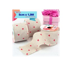 CINTA DE CAÑAMO CORAZON ROJO 6CM X 1.9M