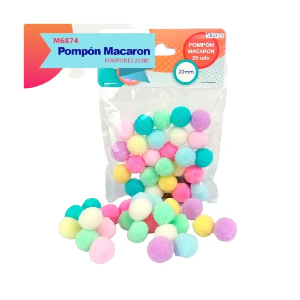 POMPONES MACARON 20MM 25UDS