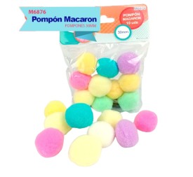 POMPONES MACARON 30MM 10UDS