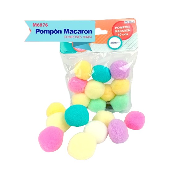 POMPONES MACARON 30MM 10UDS