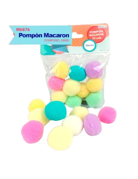 POMPONES MACARON 30MM 10UDS